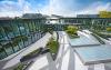 Courtyard with dynamically designed pattern and plantbeds